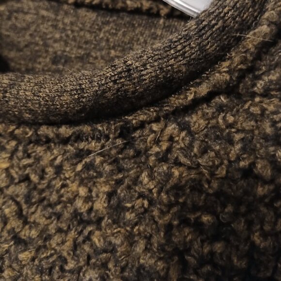 New Sherpa Curly Fleece Sweatshirt womens M Brown Black Chunky pullover Relaxed - Picture 5 of 7